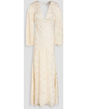 RIXO London Rosabella Silk-Satin Jacquard Gown - Natural