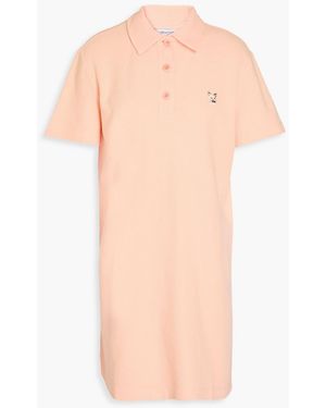 Maison Kitsuné Embroidered Cotton-piqué Mini Dress - Pink