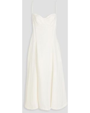 Jonathan Simkhai Frayed Linen-blend Midi Dress - White