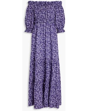 Peony Off-the-shoulder Cotton And Ecovero-blend Maxi Dress - Purple