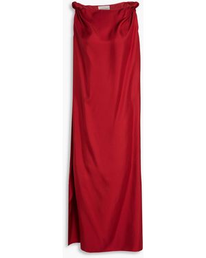 Loulou de Saison Knotted Silk-Twill Midi Dress - Red