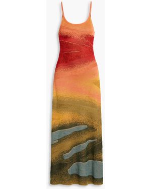 The Elder Statesman Jacquard-Knit Maxi Dress - Orange