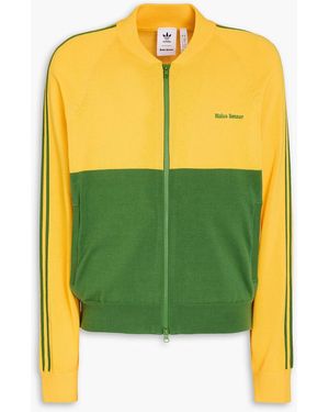 adidas Originals Embroidered Two-tone Cotton Zip-up Cardigan - Yellow