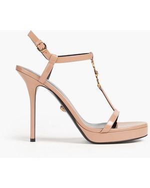 Versace Medusa Embellished Patent-Leather Sandals - White