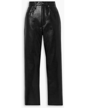 Agolde 90s Pinch Waist Leather-blend Straight-leg Pants - Black