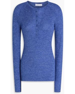 Gabriela Hearst Agnes Cashmere, Silk And Hemp-blend Top - Blue