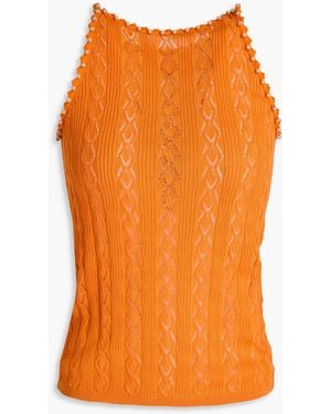 Sandro Bead-Embellished Crochet-Knit Lyocell-Blend Top - Orange