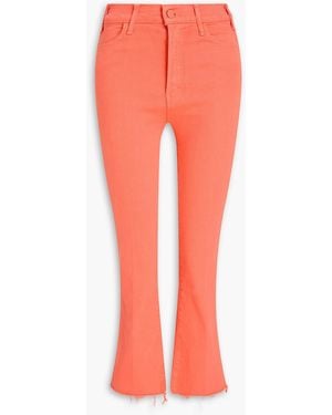 Mother Hustler Frayed High-Rise Kick-Flare Jeans - Red