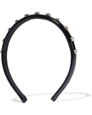 Red(V) Studded Textured Patent-Leather Headband - Black
