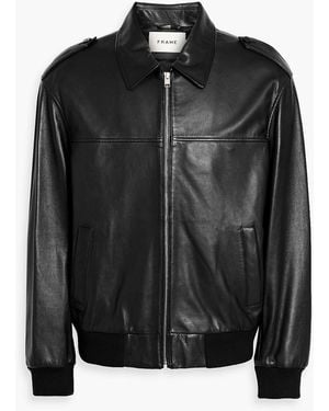 FRAME Leather Bomber Jacket - Black