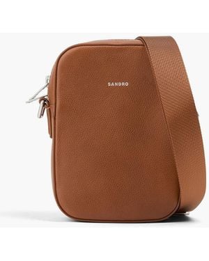 Sandro Pebbled-Leather Messenger Bag - Brown