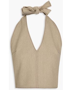 Jacquemus Linu Cropped Linen-canvas Halterneck Top - Natural
