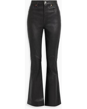 RE/DONE Flared Leather Pants - Black