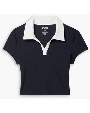 Splits59 Cropped Stretch-jersey Polo Shirt - Blue