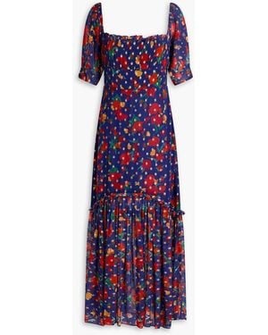 RIXO London Floral-Print Metallic Fil Coupé Midi Dress - Purple