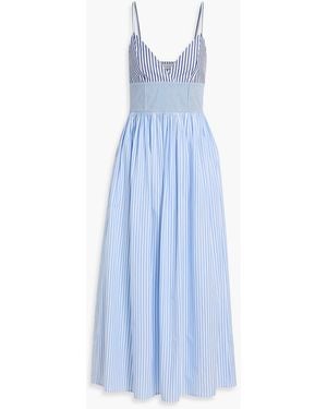 NAADAM Striped Cotton-Poplin Maxi Dress - Blue