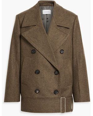 Ferragamo Double-Breasted Wool-Twill Coat - Brown