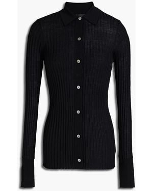 ATM Ribbed Wool Cardigan - Black