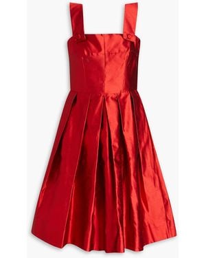 Dolce & Gabbana Pleated Silk-shantung Dress - Red