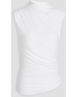 Veronica Beard Mylie Ruched Ribbed Modal-blend Jersey Top - White