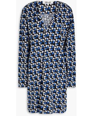 Diane von Furstenberg Minikleid "reina" aus jersey aus einer seiden-baumwollmischung mit print - Blau