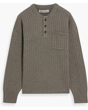 Alex Mill Sawyer Ribbed Cotton And Linen-Blend Henley Sweater - Green