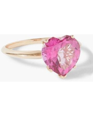 Fry Powers Heart 14-Karat Topaz Ring - Pink