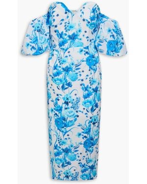 Borgo De Nor Tati Off-The-Shoulder Floral-Print Cotton Midi Dress - Blue