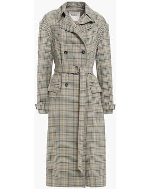 Ba&sh Isor Snap-detailed Checked Cotton-gabardine Trench Coat - Grey