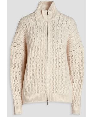 Gentry Portofino Open-knit Alpaca-blend Zip-up Cardigan - Natural