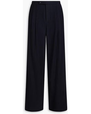 Vince Pleated Felt Wide-leg Pants - Blue