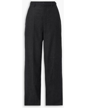 Lemaire Belted Pleated Cashmere-Blend Tapered Pants - Black