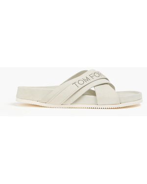 Tom Ford Perforated Suede Sandals - White