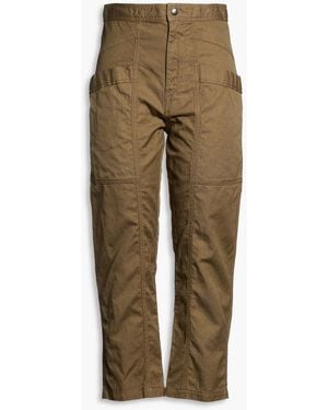 Isabel Marant Cropped Cotton And Linen-Blend Straight-Leg Trousers - Green