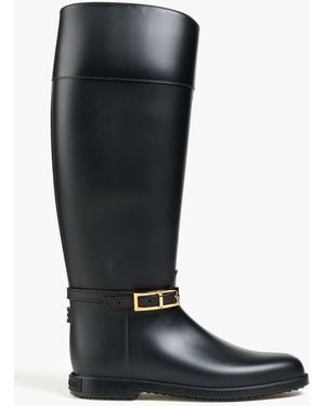 Sergio Rossi Nora Rainy Buckled Rubber Rain Boots - Black