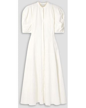 Gabriela Hearst Arabella Pintucked Linen Maxi Dress - White