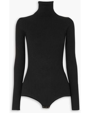 Dodo Bar Or Lewis Crystal-Embellished Cutout Ribbed-Knit Bodysuit - Black
