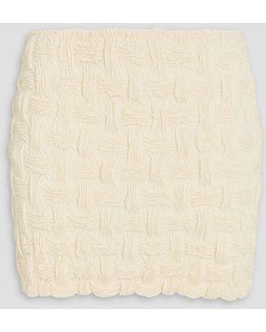 Nanushka Lyle Shirred Seersucker Mini Skirt - Natural