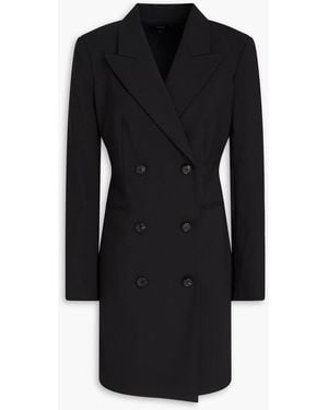 Theory Double-breasted Wool-blend Crepe Mini Dress - Black