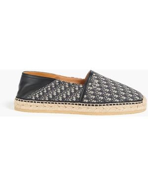 Dior Paradise Leather And Jacquard Collapsible-Heel Espadrilles - Blue