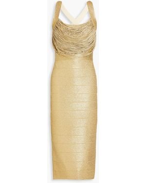 Hervé Léger Fringed Bandage Midi Dress - Metallic