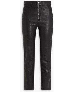 PAIGE Cindy Leather Slim-leg Trousers - Black
