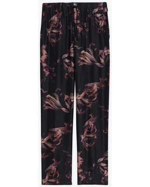 Dries Van Noten Floral-Print Silk Drawstring Pants - Black