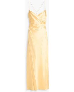 The Sei Wrap-effect Silk-satin Maxi Dress - Metallic