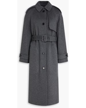 Theory Belted Wool And Cashmere-blend Felt Coat - Grey
