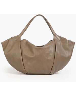 Brunello Cucinelli Pebbled-Leather Shoulder Bag - Grey