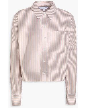 Veronica Beard Maia Cropped Striped Cotton-Poplin Shirt - Pink