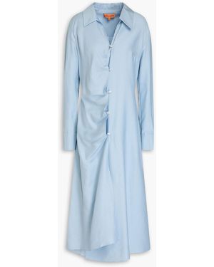 Stine Goya Spencer Asymmetric Slub Woven Midi Shirt Dress - Blue