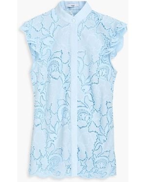 Erdem Ruffled Broderie Anglaise Poplin Blouse - Blue