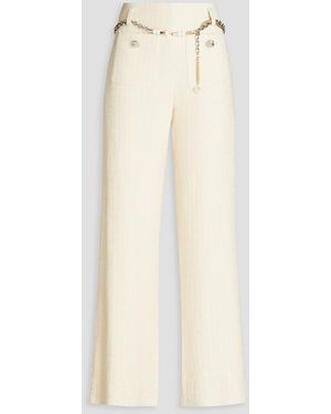 Maje Chain-embellished Tweed Wide-leg Trousers - White